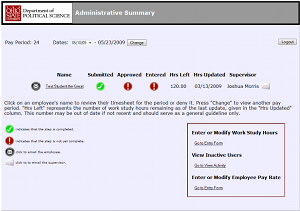 Administrative Summary Page
